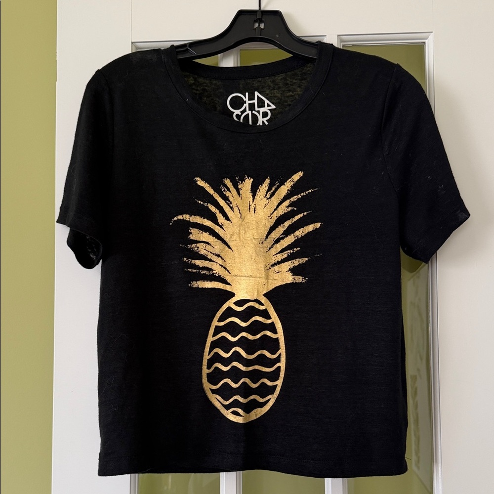 Chaser Black Tee with Gold Pineapple